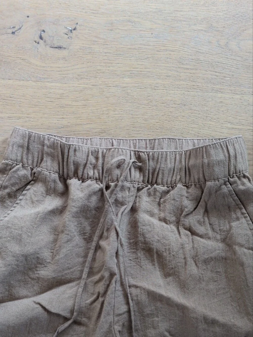 H&M Linen-like Blend Drawstring Pants — Dark Tan Size Small